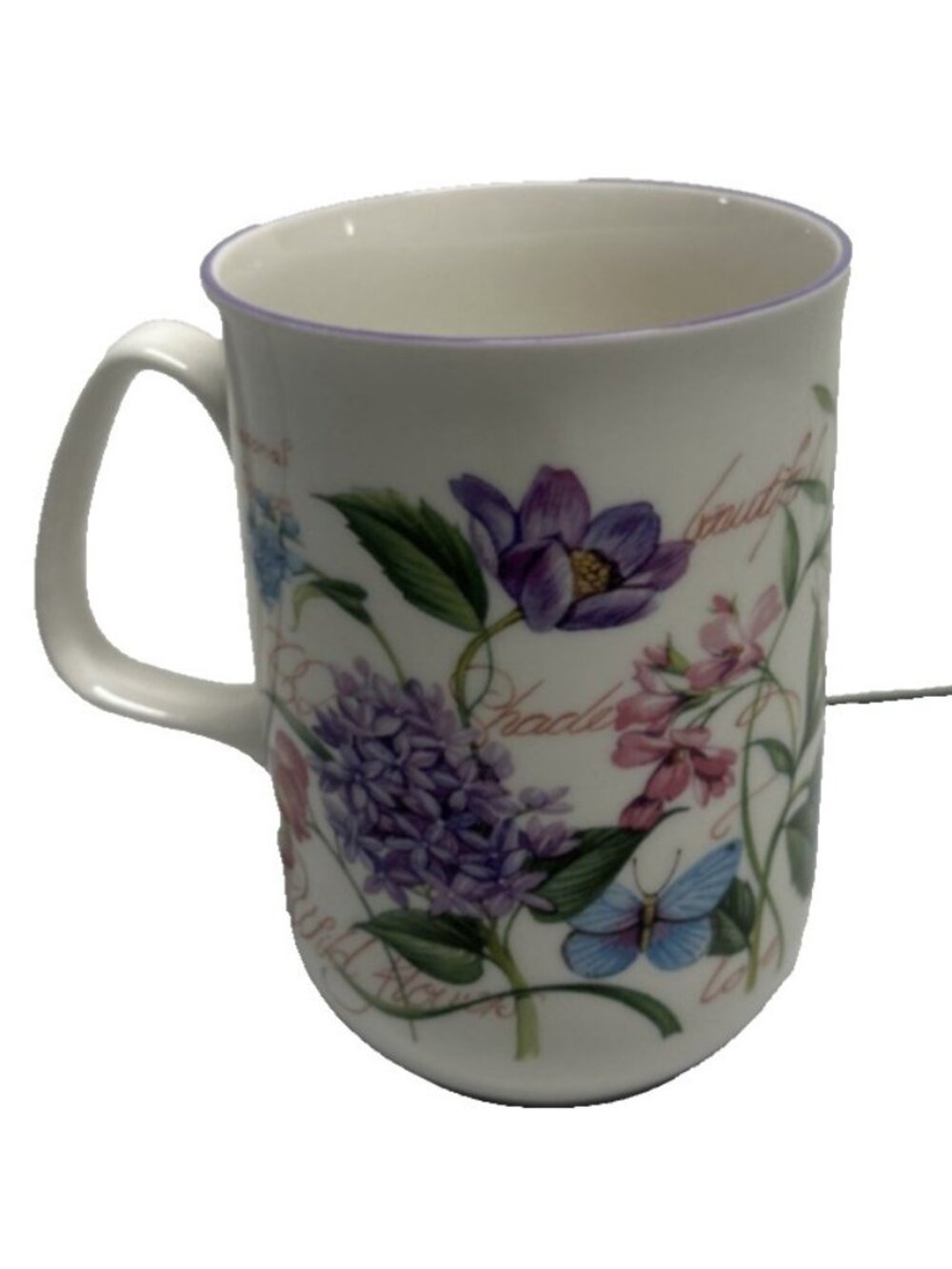 Rose Of England Fine Bone China Mug Tea Cup Flowers Floral Garden Butterfly